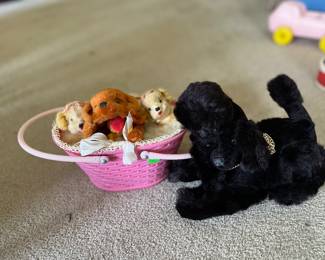 Vintage toys
Black poodle has transistor radio inside