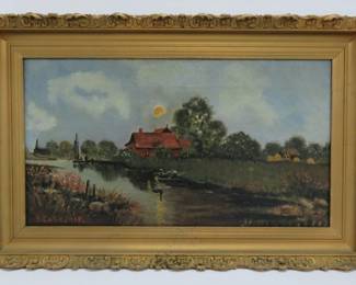 Many oil paintings, fishing, landscape,