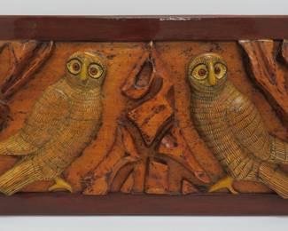 Folk art owl carving