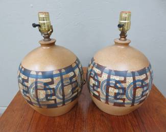 Lapid Israel attributed MCM table lamps, ceramic