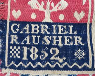 1800's jacquard woven textile coverlet