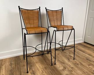 Pipsan Saarinen Swanson cane and iron bar stools