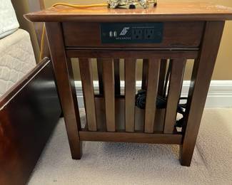 pr of end tables w/ plug ins .. arts & crafts style