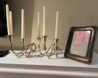 danish silver plate candle holders