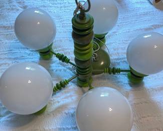 Green Chandelier With Five Globes
