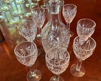 Cut Glass Decanter And Glasses