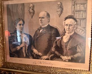 copyrighted 1896 antique Kurz & Allison…William McKinley family lithograph in a STUNNING antique frame!!! See frame detail in next pic!!