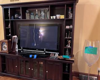 50" TV $40 - Table top grandfather clock, all accessories for sale.