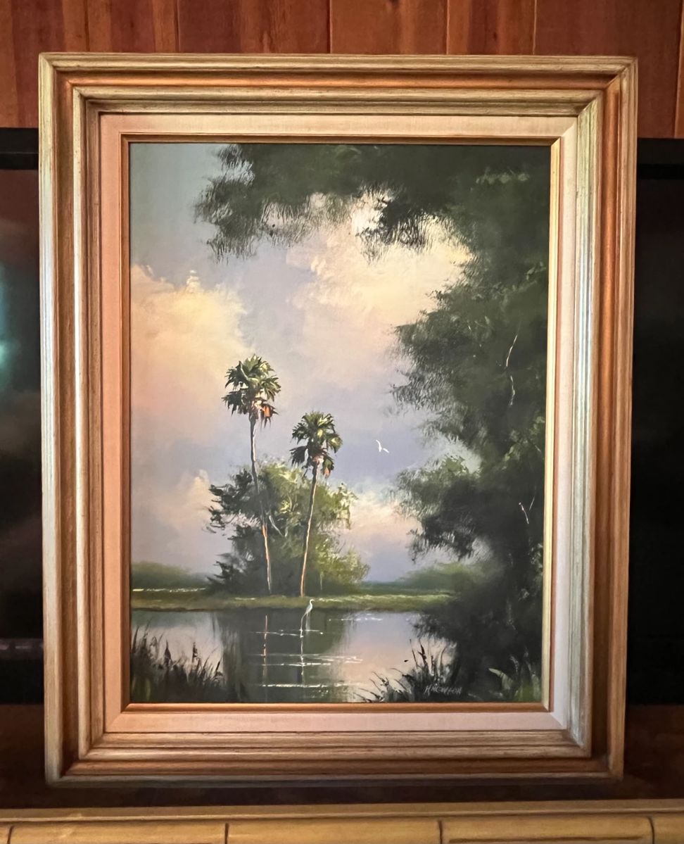 1 of 3: Original painting by the leader and founder of the group of African American Florida Artists known as Highwaymen, Harold Newton. Signed 18 x 24 painting on canvas board. To be auctioned during the estate sale. Current bud: $4,100
