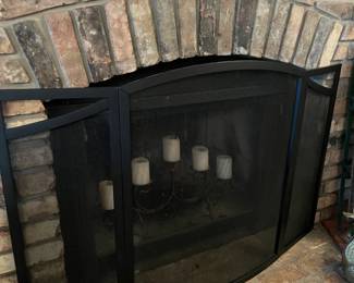 Black fireplace screen