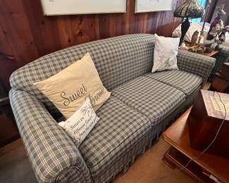 Blue-green plaid sofa $275 (matching love seat available $175)