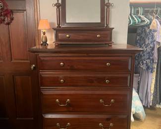 5-drawer tallboy chest $125