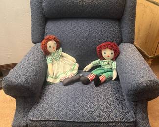  Blue upholstered chair $45