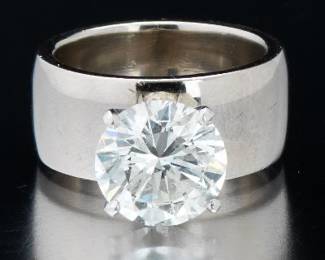3.11 Carat Round Brilliant Cut Diamond Ring 