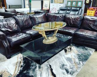 Haverty's Leather Sectional Sofa and Coffee Tables Orlando Estate Auction