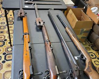 Old  military guns, bayonets,  memorabilia 