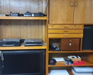 Turn table, tvs,  misc.