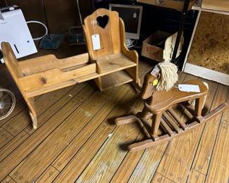 Cradle/Chair Combo, Wood Rocking Horse