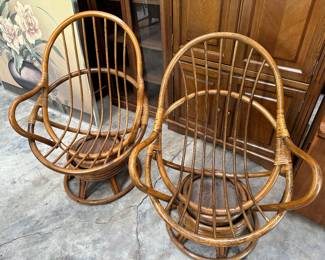 (2) Vintage Swivel Cain Chairs