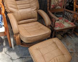Vintage Leather Chair & Matching Foot Stool