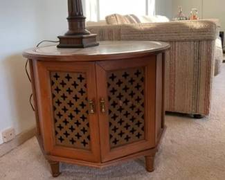 Midcentury modern end table - doors open for storage