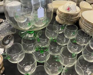 Blenko punch bowl and cups 