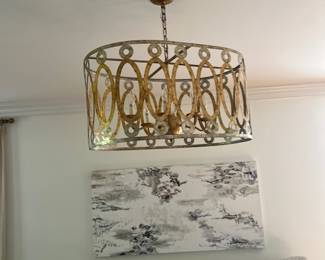 Chandelier $100 (requires turning off the breaker and taking the light fixture down- buyers responsibility. Has to be removed before 5/31) Wall art $100 
