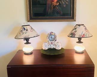 Beautiful lamps, artwork & antique furniture 
