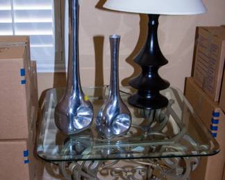 Glass top end table and lamp