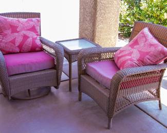 Beautiful outdoor chairs and glass top end table