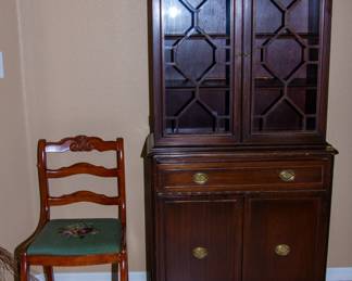 Antique hutch and chair