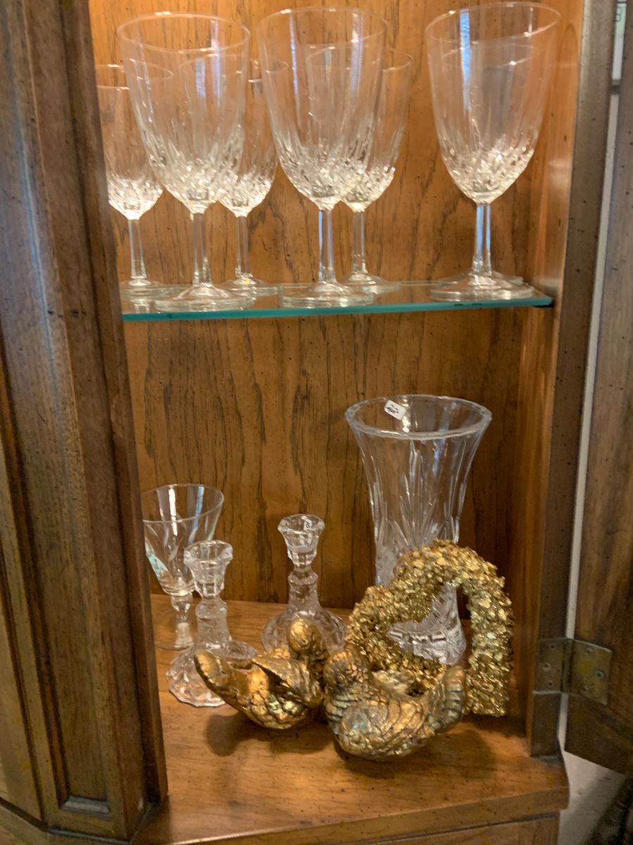 crystal stemware and candlesticks
