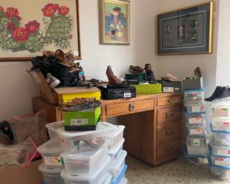 Shoes and office desk (has matching chair)