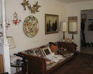 Wooden couch with 2 chairs