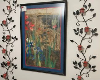 Vining wall sconces and art