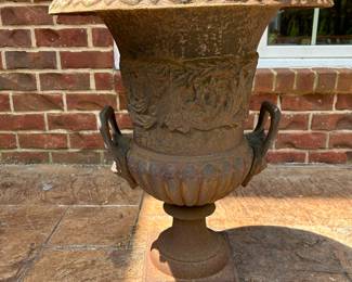pair of metal urns