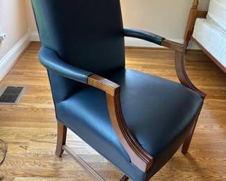 Pair of faux leather armchairs
