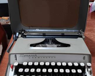The Monarch by Remington. Belongs on the set of Mad Men with a tumbler in easy reach. Unlike the Corona this typewriter is an accessory, not a writing machine. $20.