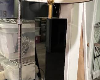 41. Black & Brass Floor Lamp w/ Black Shade (10" x 64")