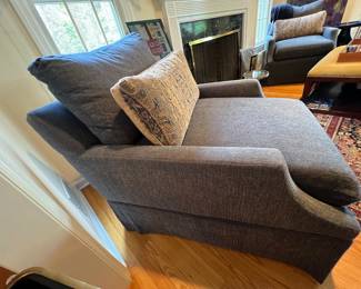 3. Pair of Custom Swivel Arm Chairs (33" x 44" x 40")