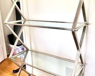 48. Stainless & Glass 4 Shelf Bookcase (38" x 15" x 58")