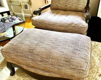 53. Custom Bergere Chair (36" x 34" x 38") & Ottoman (34" x 21" x 17") Performance Fabric