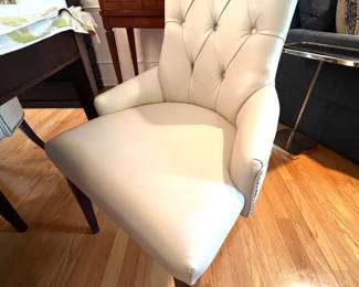 11. Set of 10 Custom Italian Leather Dining Chairs w/ Tufted Back (23" x 22" x 35")