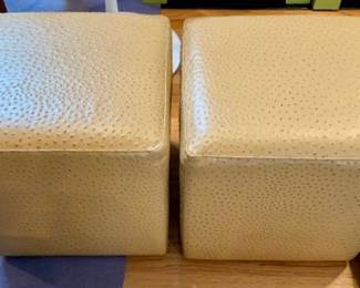102. Pair of Custom Faux Ostrich Cubes (18" x 18" x 18")