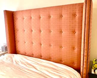 69. Queen Upholstered Headboard w/ Tufted Back and Nailhead Detail (67"h)