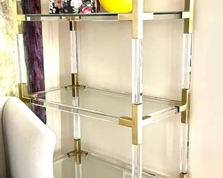 52. Jonathan Adler 4 Shelf Bookshelf Lucite Glass & Brass (30" x 16" x 67")