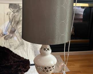 54. Ceramic Crackle Finish Lamp & Shade (35"h)