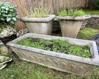 77. Cement Planter (47" x 18" x 15")
78. Pair of Cement Planters (25" x 25" x 25")