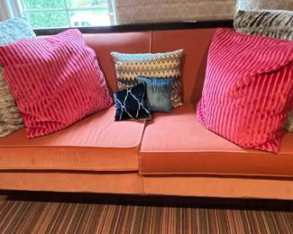 71. Custom Velvet Wood Framed Sofa (70" x 30" x 33")