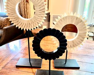 17. Set of 3 Decorative Starburst Sculptures (Tall 20" Med. 15" Short 13")